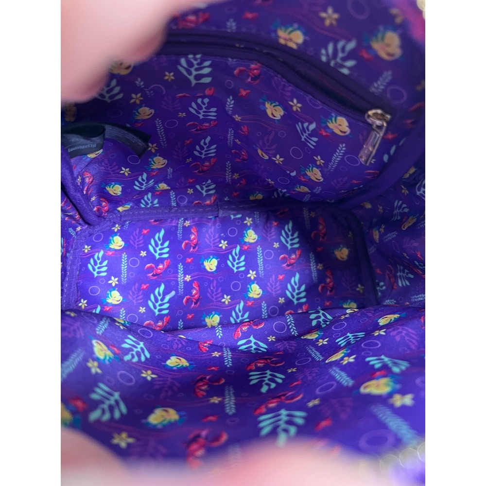 Loungefly Disney Little Mermaid Mini Backpack Purple Ariel Eric Castle Excellent - Picture 3 of 5